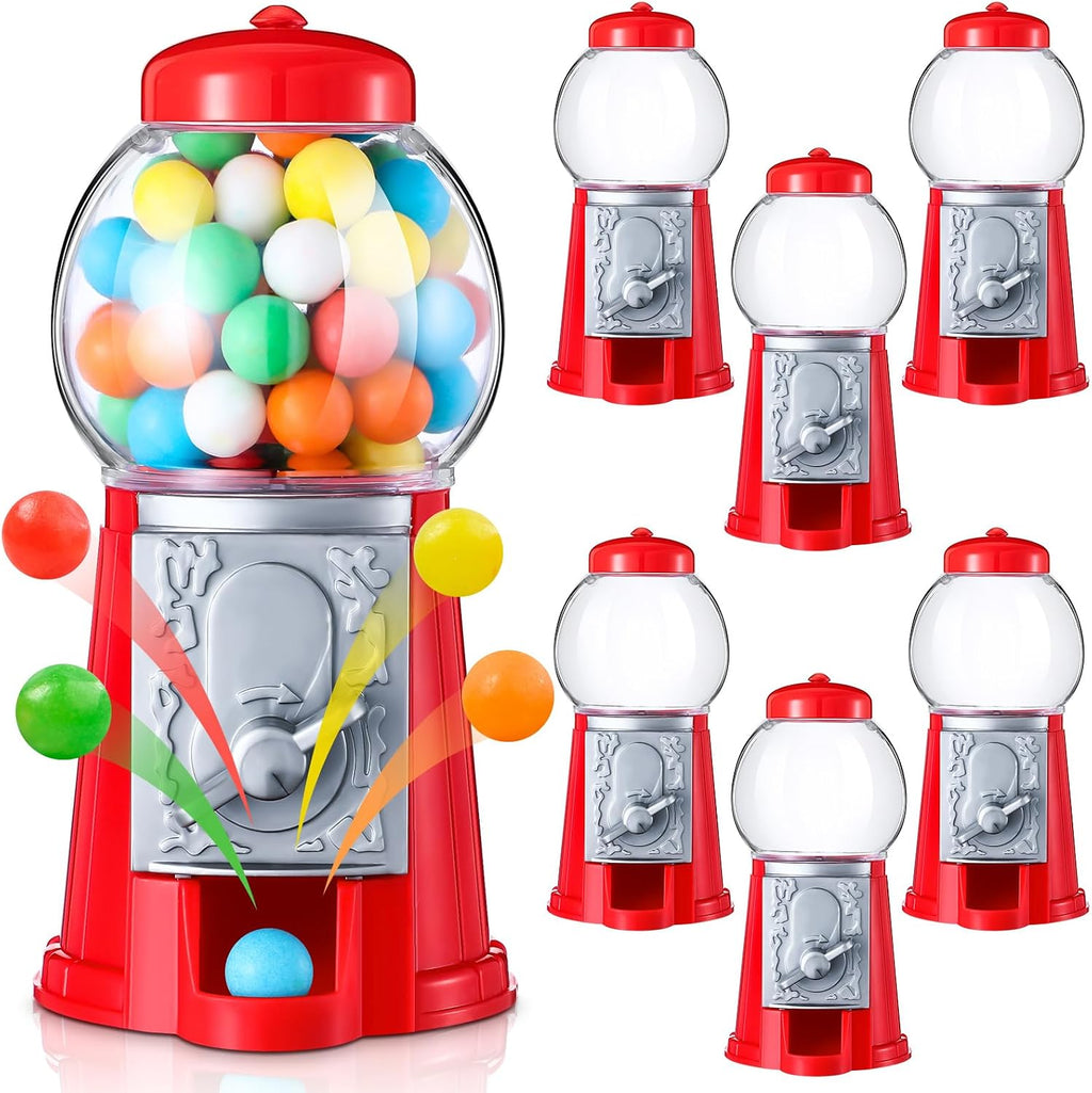 12 Pack Mini 5" Red Gumball Machine Plastic Candy Dispenser