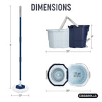Spin Mop System with Extra Mop Head Refill - Two-Bucket Design with Splash Guard Built-in Measuring Cup and Scraper
