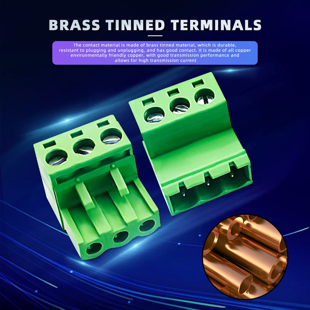 DaFuRui 20 Pairs 3 Pin 5.08mm PCB Mount Phoenix Type Connector with Plug