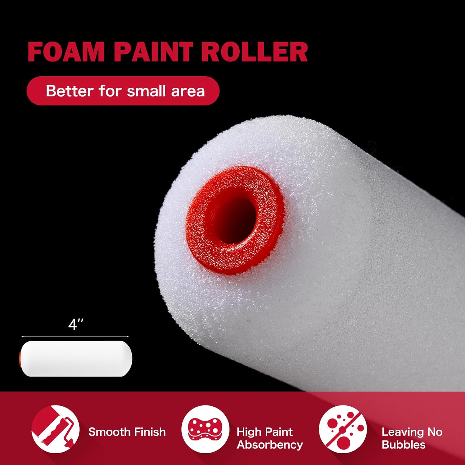 11-Piece Foam Paint Roller Kit, 4-Inch Roller with Ergonomic Handle, Magnetic Paint Tray & Liners, High-Density Foam