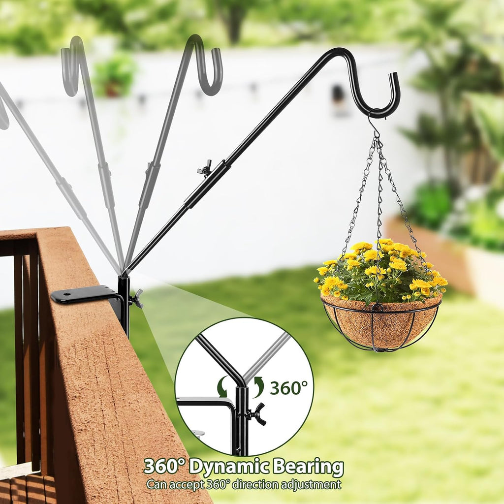 Deck Hook, 16 Inch Bird Feeder Hanger for Hummingbird Feeders, Black