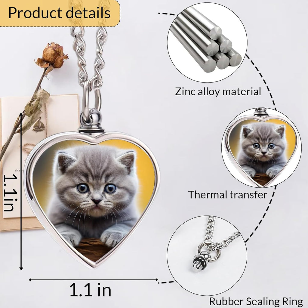 Personalized Pet Urn Necklace with Photo Text for Dog Ashes