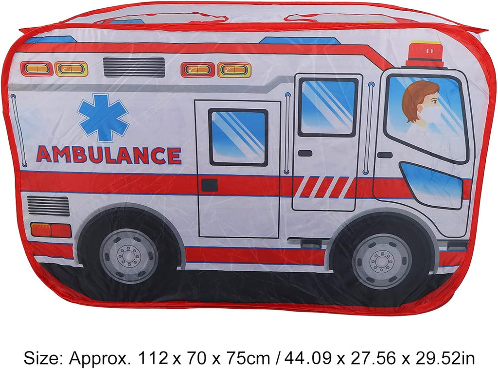 Pop up Play Tent, Foldable Indoor Outdoor Ambulance Playhouse for Toddlers Kids Doctor Patient Games