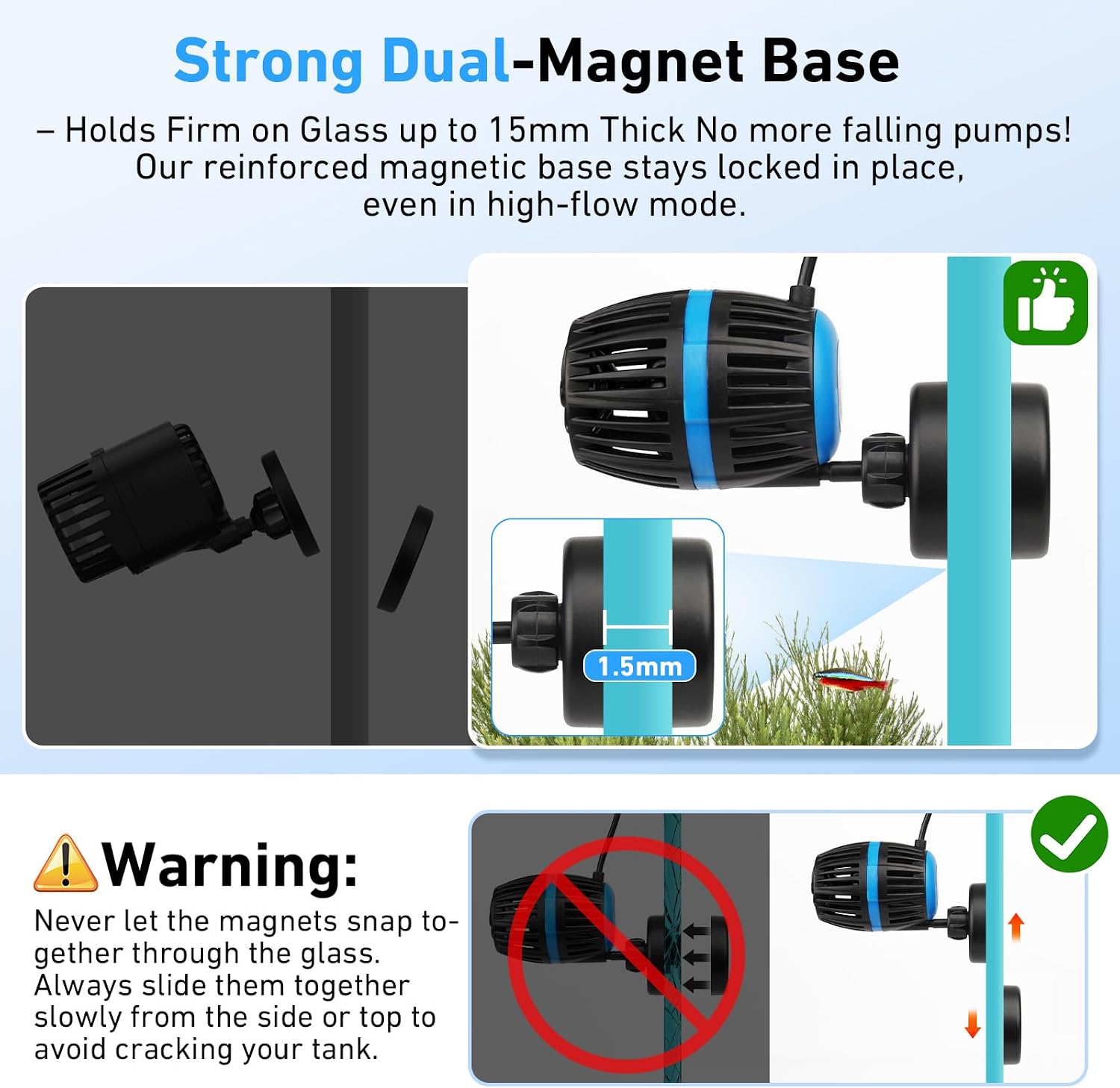 Magnetic Wave Maker for Aquarium - DC 12V Circulation Pump | External Controller 4-Speed Adjustable Flow & Feeding