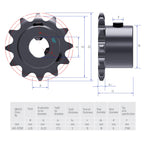 FOCMKEAS 12 Tooth Roller Chain Sprocket, 25 Chain, 8mm Bore