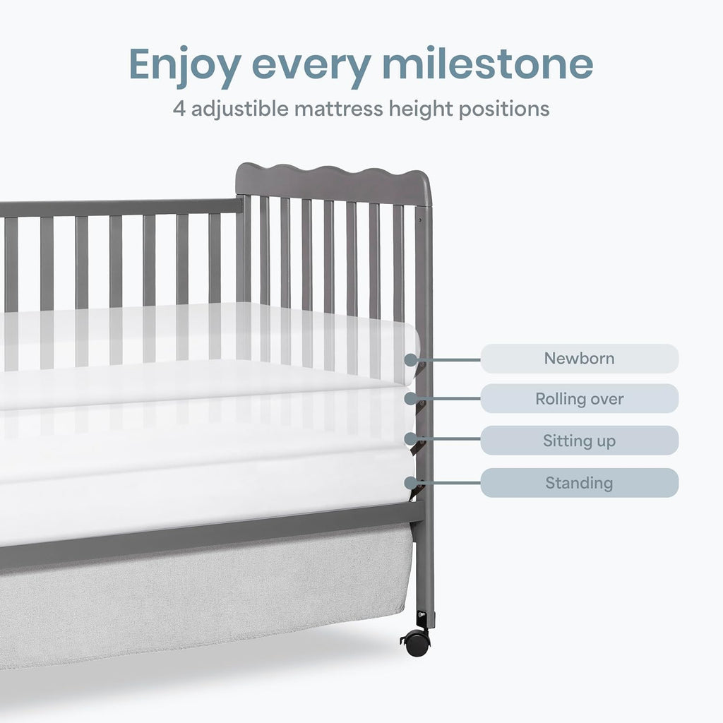 Carson Classic 3-in-1 Convertible Full-Size Baby Crib in Steel Grey, GreenGuard Gold & BSA, 4 Mattress Heights