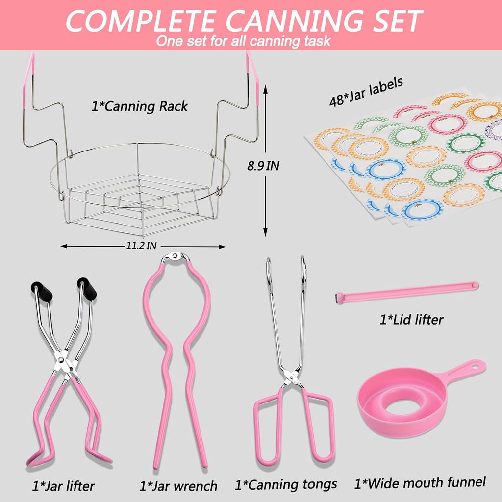 Canning Supplies Starter Kit with Stainless Steel Canning Rack and Accessories Tools, Includes Canning Jar lifter
