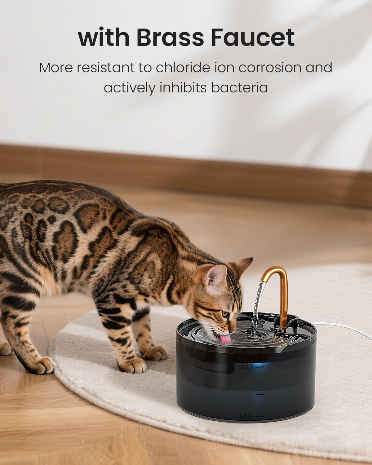 Cat Water Fountain, 71oz/2.1L Cat Fountain for Drinking with Copper Faucet, MISFANS-Designed Pump & Filter, Plastic
