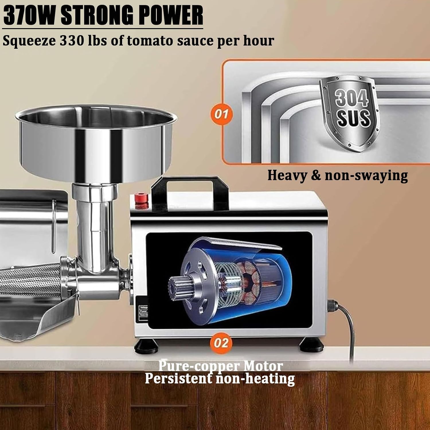 Electric Tomato Berry Strainer Tomato Sauce Grinder, Electric Tomato Strainer Milling Press, Food Mill, Maker, Fruit