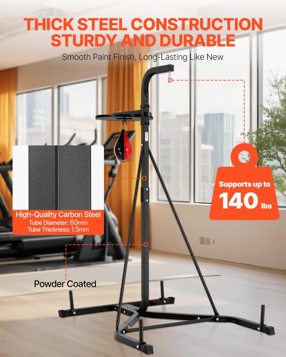 2 in 1 Punching Bag Stand, Steel Heavy Duty Workout Equipment, Adjustable Height Boxing Punching Bag and Speed Bag