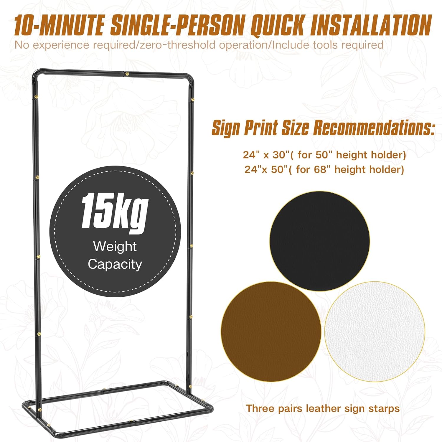 Blcak Wedding Sign Holder Adjustable Welcome to Our Wedding Sign Stand 68”x31”x 20”,Heavy Duty Easel Stand for Sign