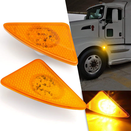 2pcs Front Side Marker Signal LED Light Lamp Compatible with Kenworth T660 T170 T270 T370 Semi-Trucks 2008-2017