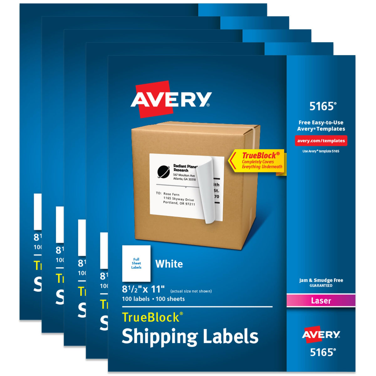 Full-Sheet Printable Shipping Labels, 8.5" x 11" Customizable Stickers, White, 500 Blank Mailing Labels, Great for