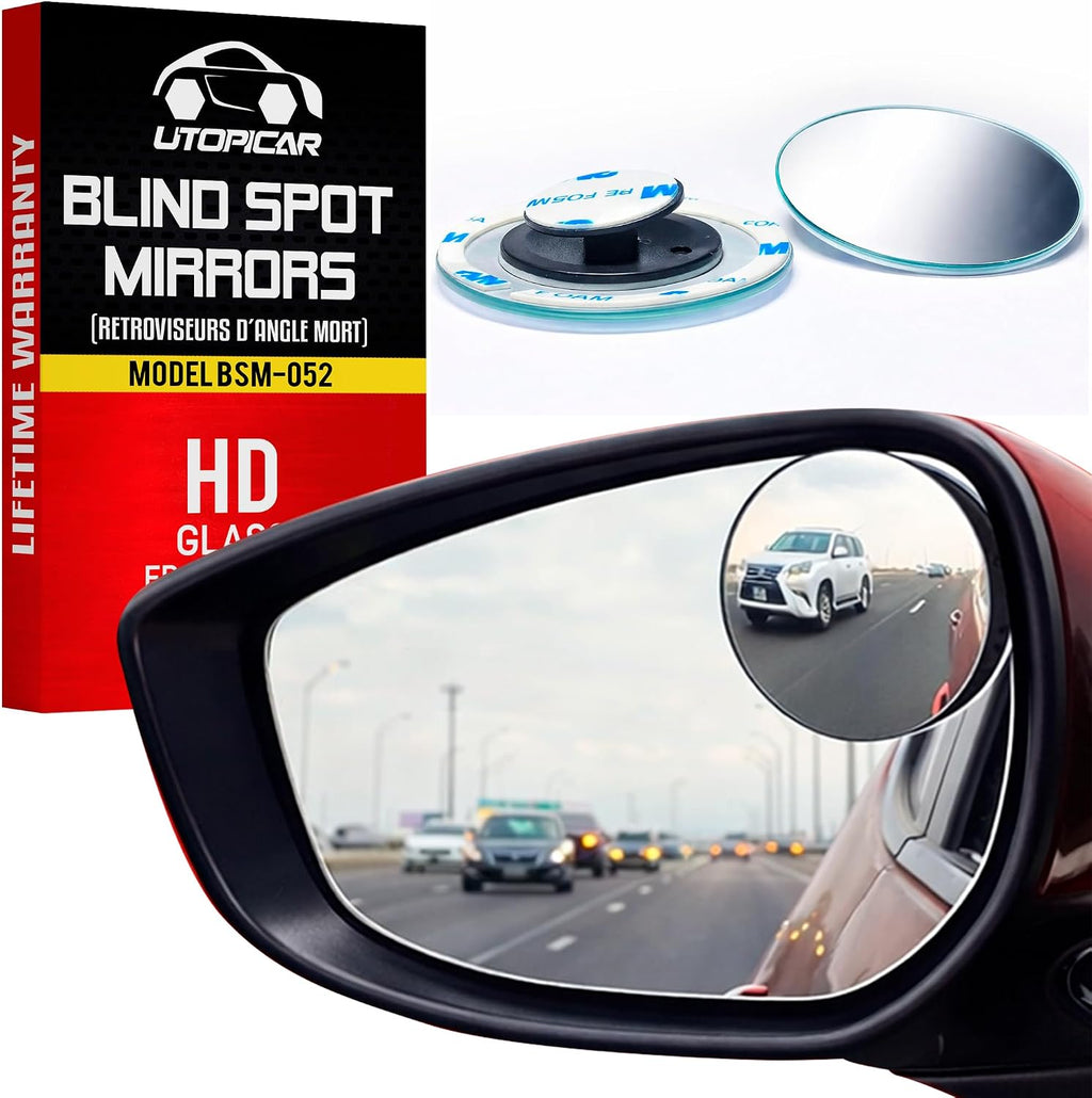Car Blind Spot Mirror Round 2.5" - HD Glass Frameless Convex Mirror Car - Automotive Exterior Blindspot Car Mirror