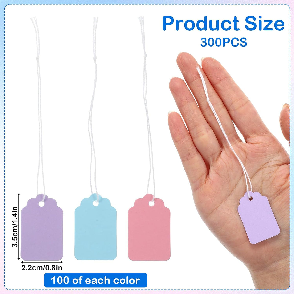 Price Tags with String Attached, 300 Pcs Pre-Strung Blank Shipping Tag