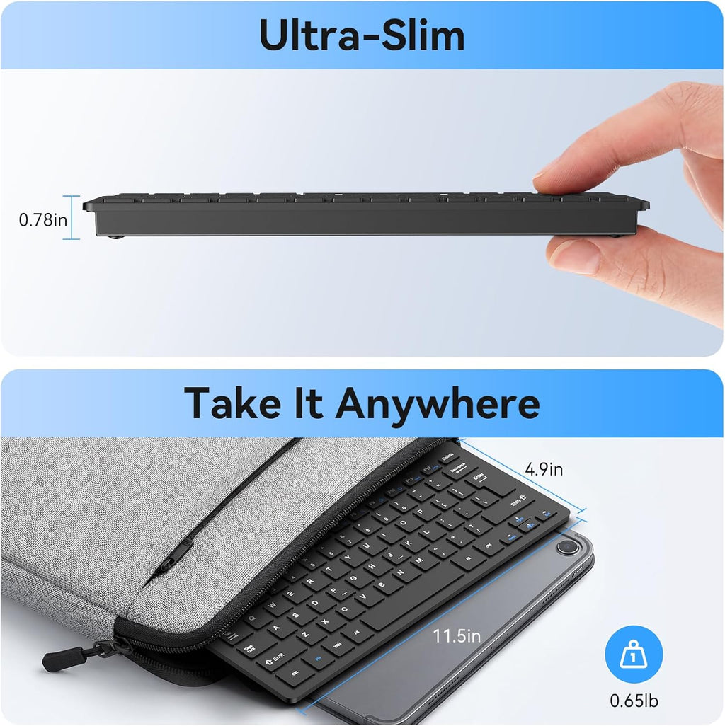 Wireless Keyboard and Mouse Combo, 2.4G Mini Cordless Computer Keyboard and Mouse Set, Silent Adjustable 1600 DPI