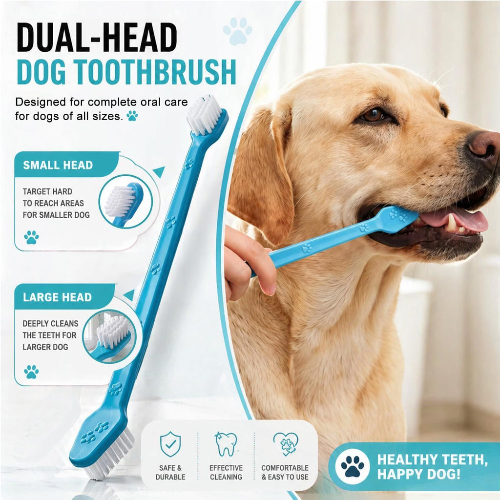 Dog Toothbrush, Finger Toothbrushes, 360 Degree Toothbrush, Triple Head Dog Toothbrushes, Double Head