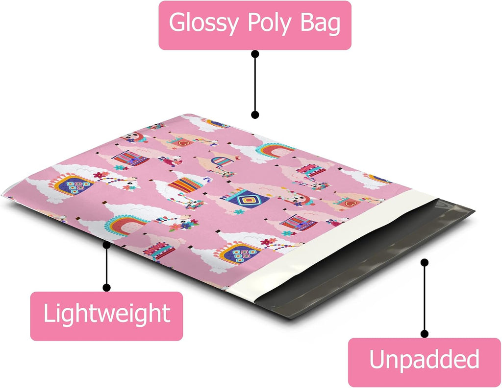 12x15 (50) Pink Llama Designer Poly Mailers Shipping Envelopes Premium Printed Bags