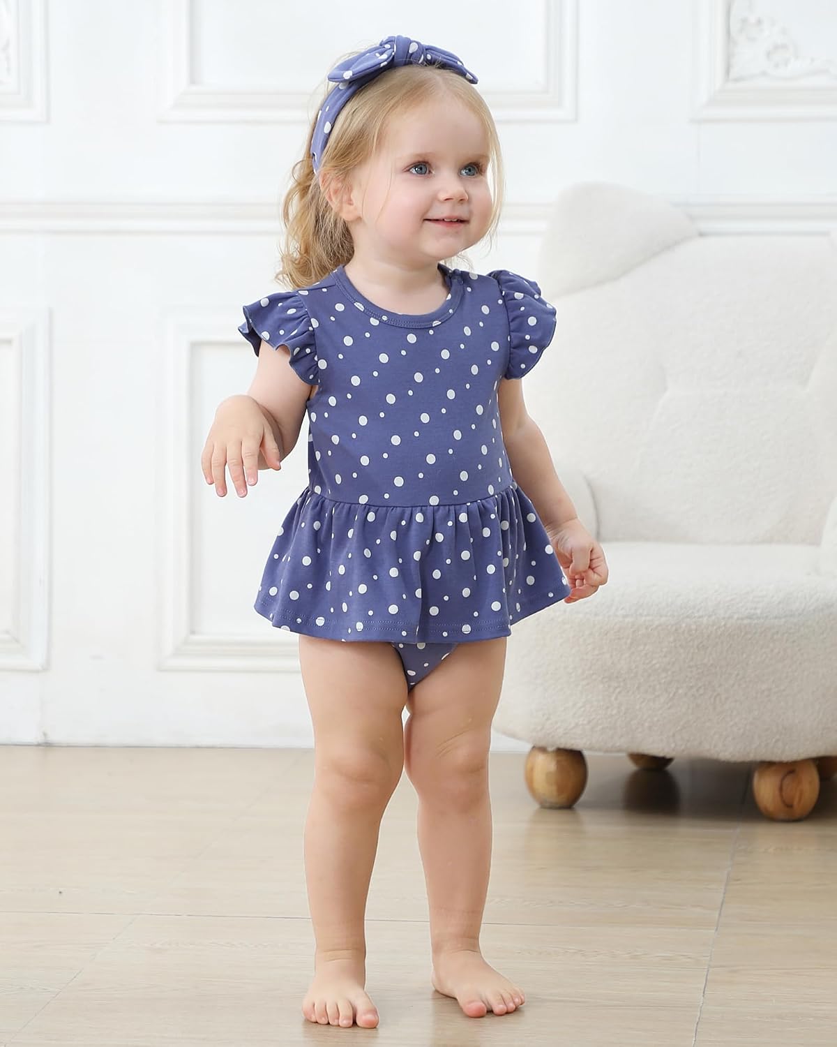 Baby Girls Romper Summer Ruffled Sleeve Bodysuit Dresses Infant Girl Clothes