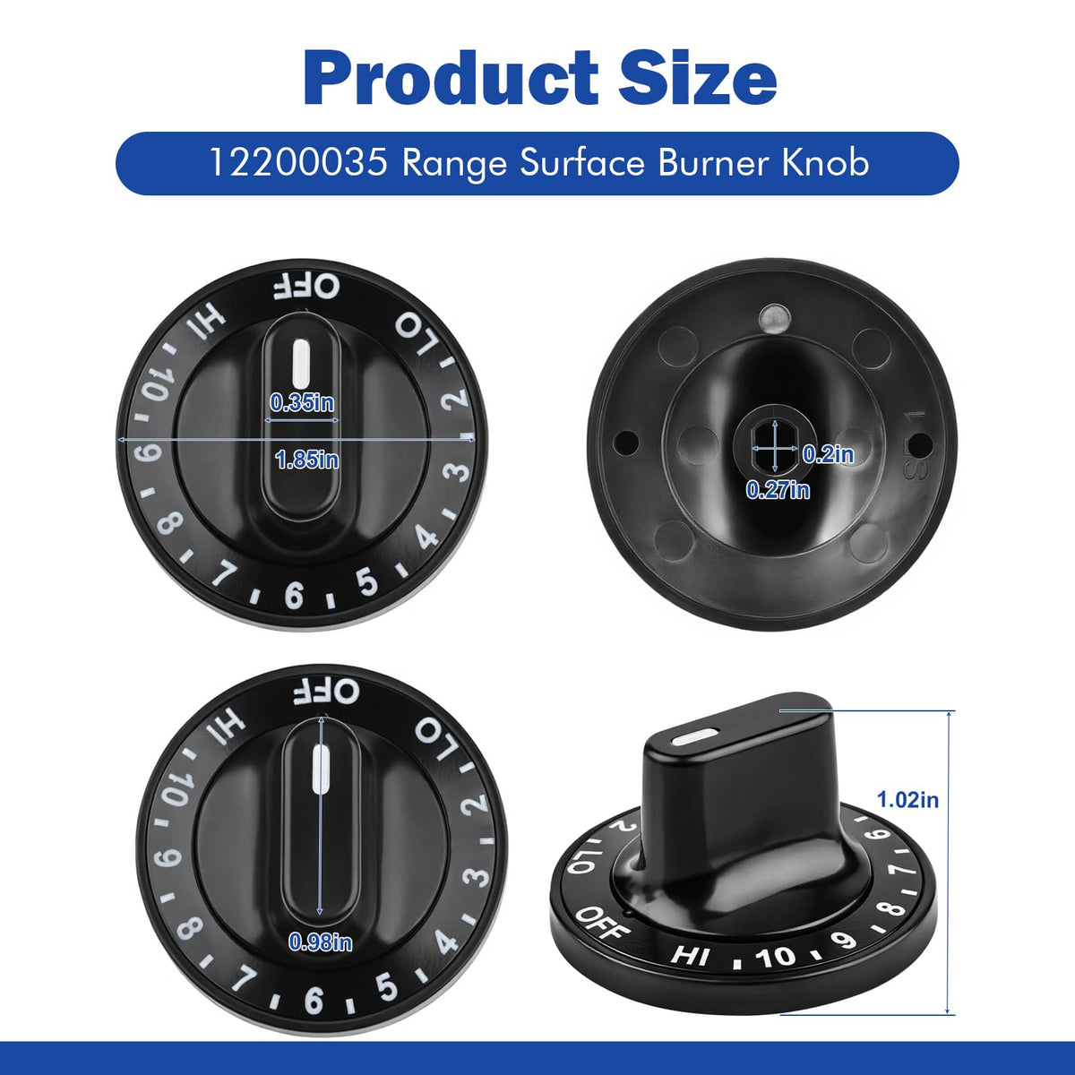 FormaMount (2 Pack) 12200035 Gas Stove Surface Burner Knob Kit