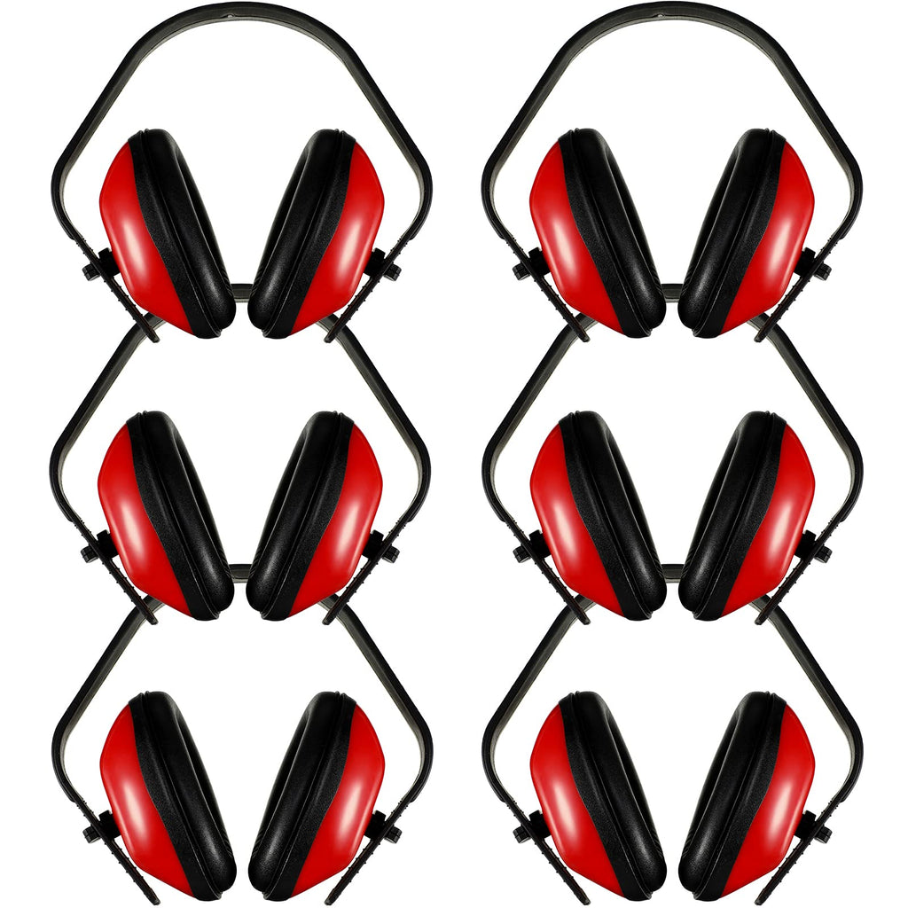 6 Pcs Soundproof Earmuffs Hearing Protection, Red