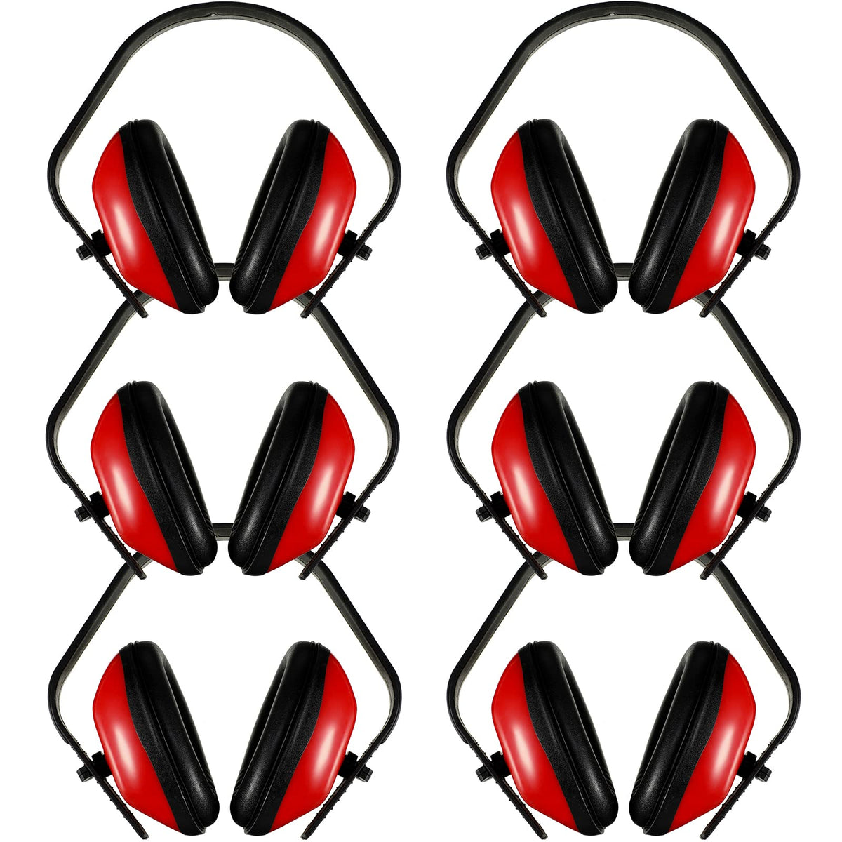 6 Pcs Soundproof Earmuffs Hearing Protection, Red