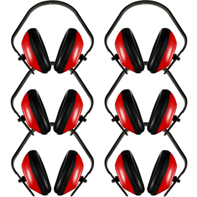 6 Pcs Soundproof Earmuffs Hearing Protection, Red