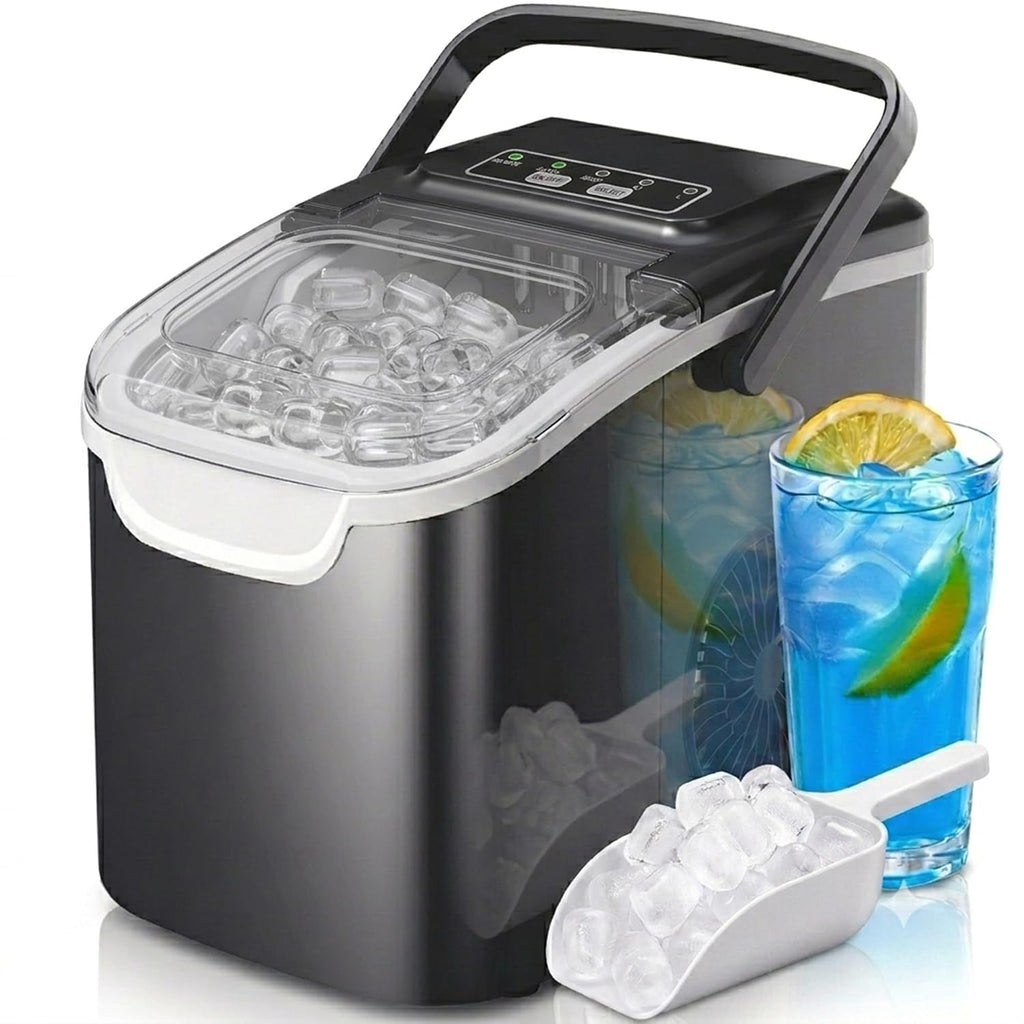 Countertop Ice Maker,26Lbs/24H, 2 Ice Sizes, Self-Cleaning, Black