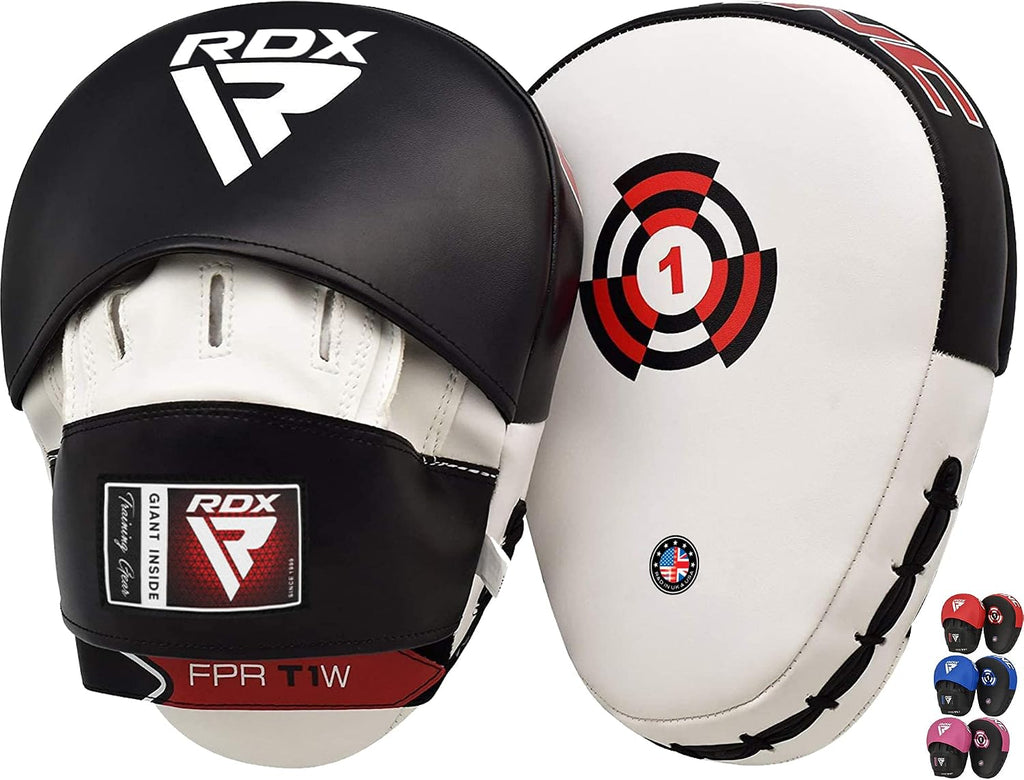 Boxing Pads Focus Mitts, Maya Hide Leather Curved Hook and Jab Target Hand Pads, Great for MMA, Kickboxing, Martial