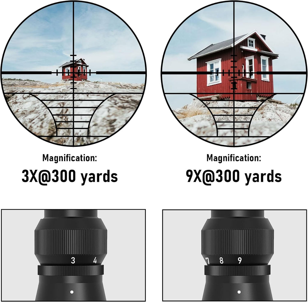 3-9x40 Rifle Scope, Rangefinder Reticle, Includes 20mm Picatinny/Weaver Rings, 1 Inch Tube, Waterproof Fogproof