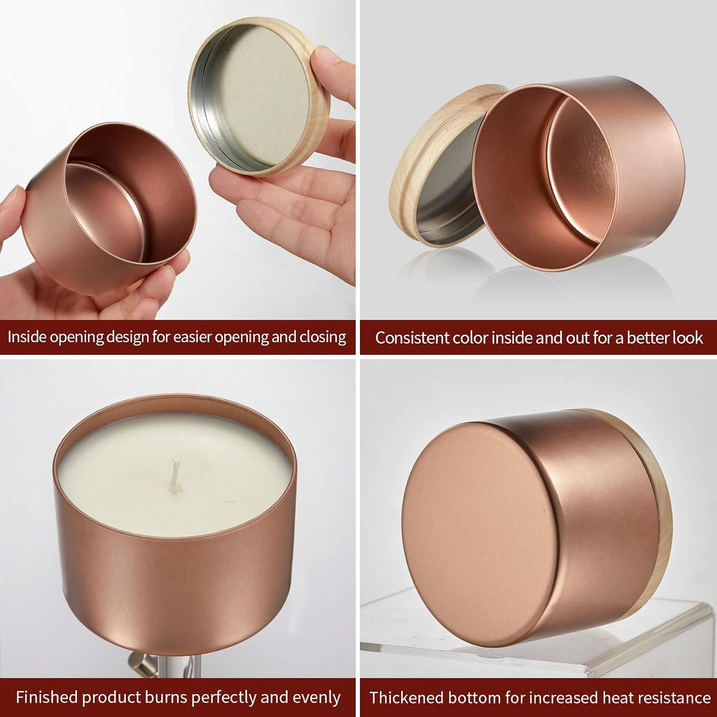 4oz Candle Tins Jars Cans with Lids and Wax Wick for Making Candle | Glod Empty Candle Containers for Small Business