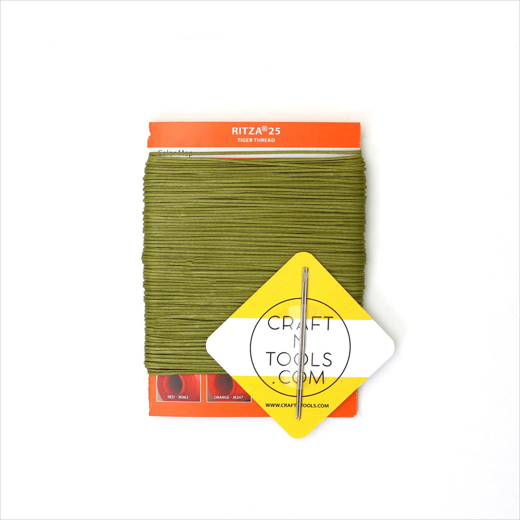 for Leather Craft | Waxed Tiger Thread | 1.2mm Pea Green Polyester