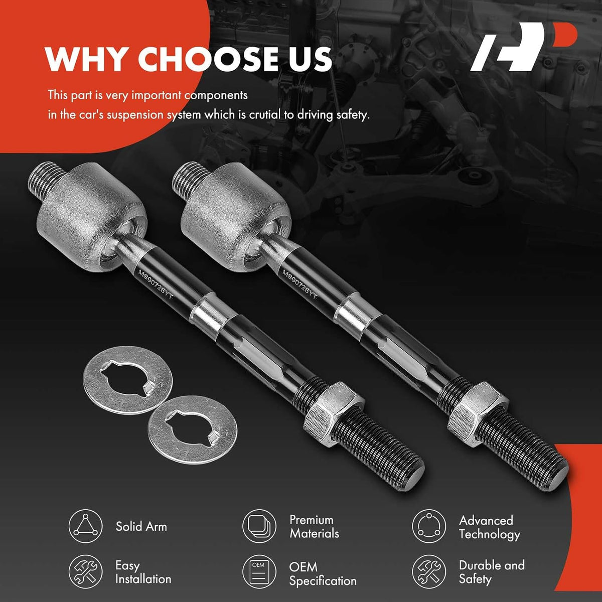 A-Premium 2-Pack Front Inner Tie Rod End, Compatible with Hyundai, Kia