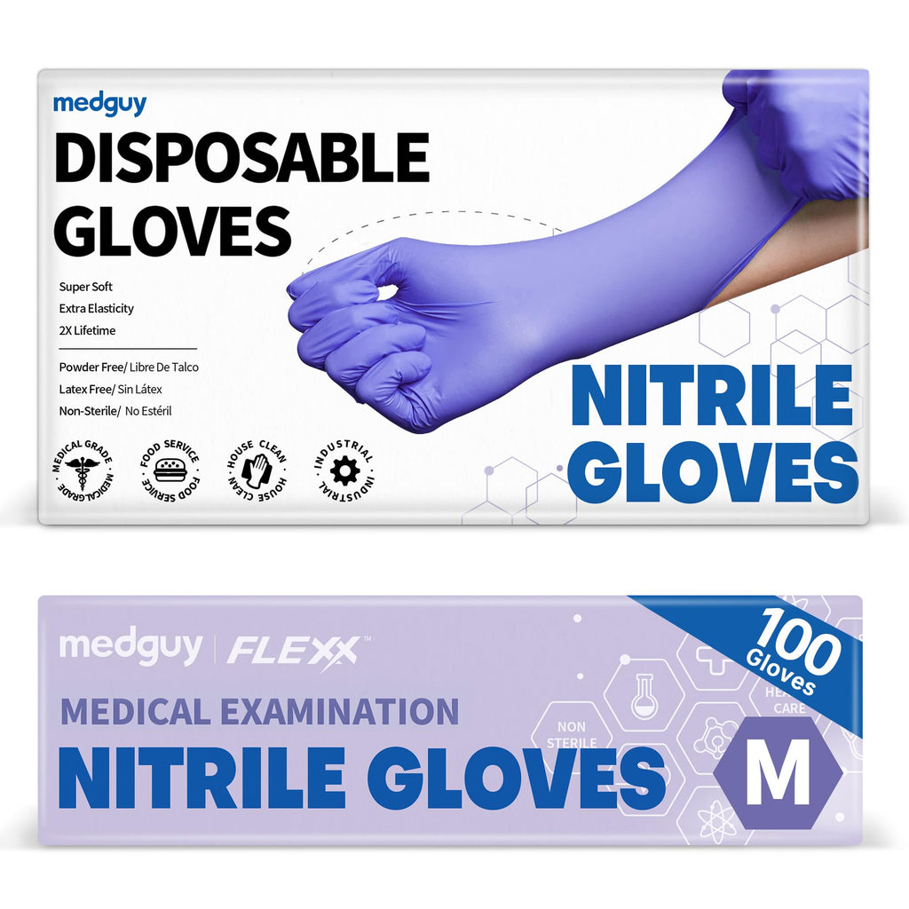 Flexx Nitrile Disposable Gloves, 4.2 Medical Exam Blue Violet 100 M