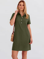Womens Summer Casual Short Sleeve Shirt Dresses
