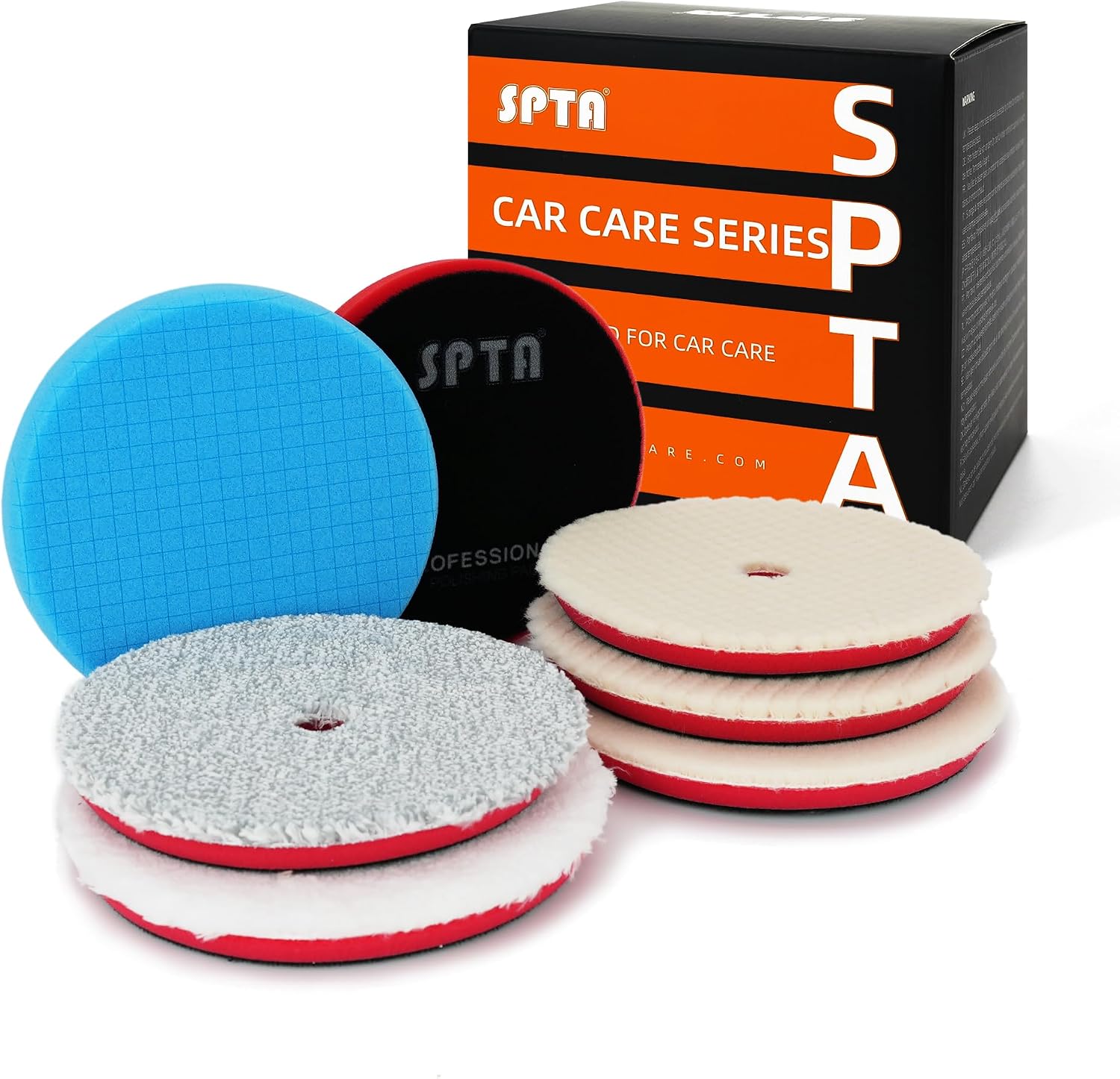 Buffing Polishing Pads, SPTA 7Pc 6.5 Inch Face for 6Inch 150mm Backing Plate Compound Buffing Sponge Pads Cutting