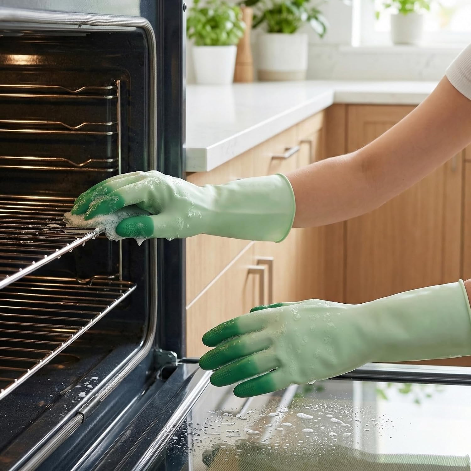 Natural latex Cleaning Gloves, 3 pairs of reusable kitchen gloves, ideal for dishwashing and household cleaning