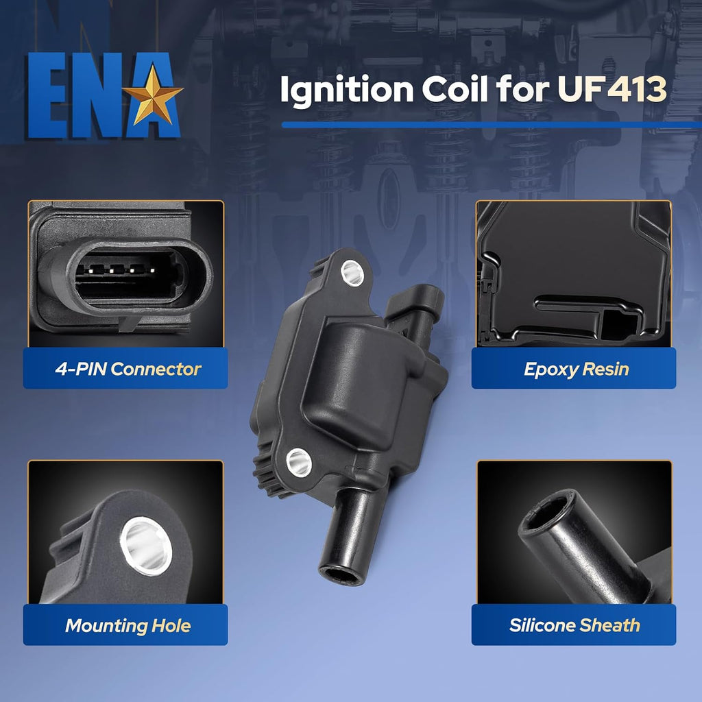 8 Pack UF413 Ignition Coil 41962 Spark Plug and 48322R Wires Set for 5.3 6.0 6.2 Compatible with Buick Cadillac