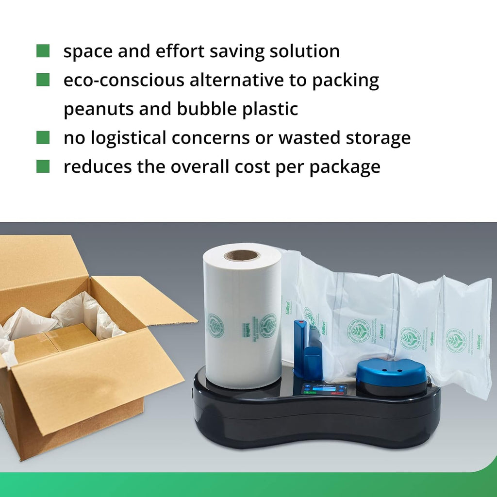 PlantWave-9.7.1 Plastic-Free Air Pillows for Packaging, 8" Wide and 850' Long Plant Based Film (1 Roll)