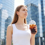20oz Plastic Cups with Wide Dome Lids, Clear Disposable Cold Drink Cups, 98mm Wide Mouth Bubble Tea Cup for Smoothie