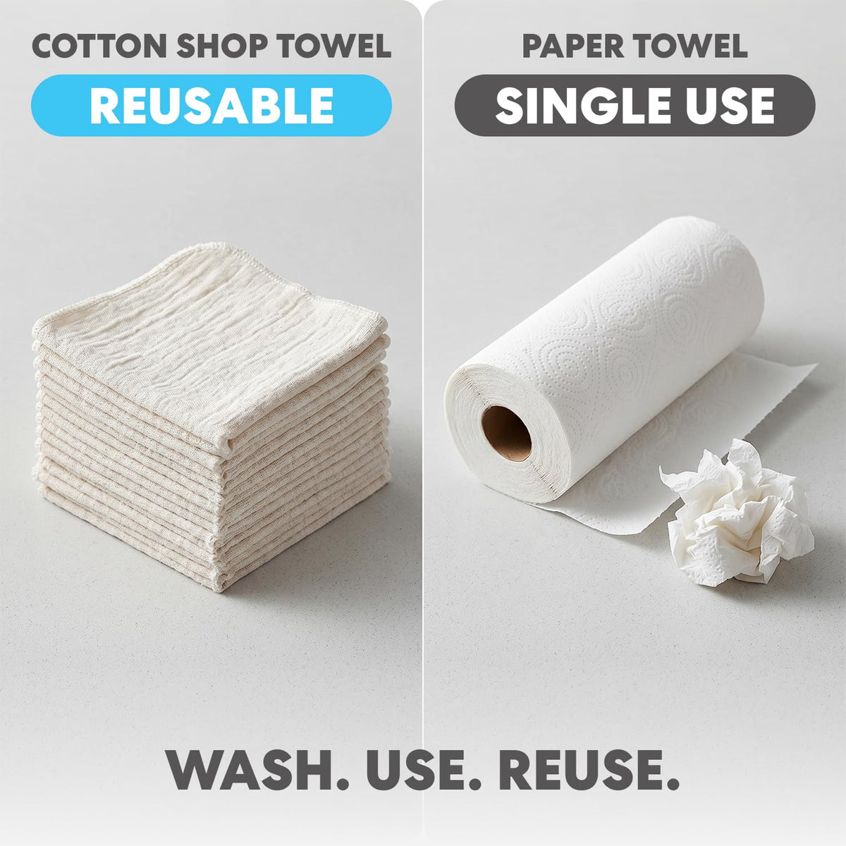 79170 Shop Towels, White, 500 Pack