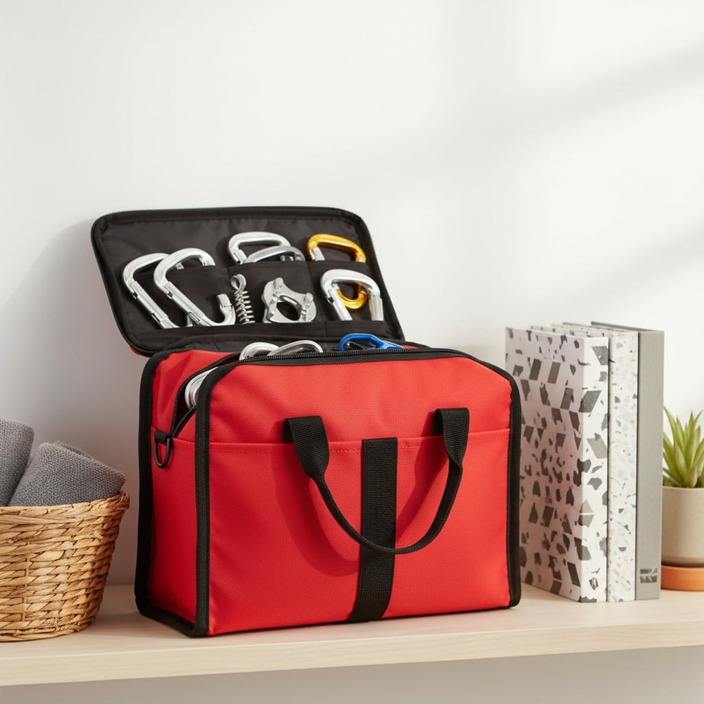 Orange Nylon Rope Bag - Open-Top Storage for Climbing Ropes, Cords & Webbing - Compact Organizer