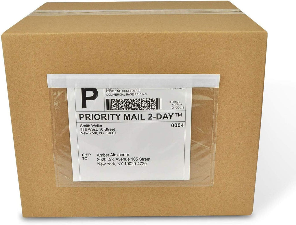 6" x 9" Clear Adhesive Top Loading Packing List Shipping Label Envelopes Pouches (100 Pack)