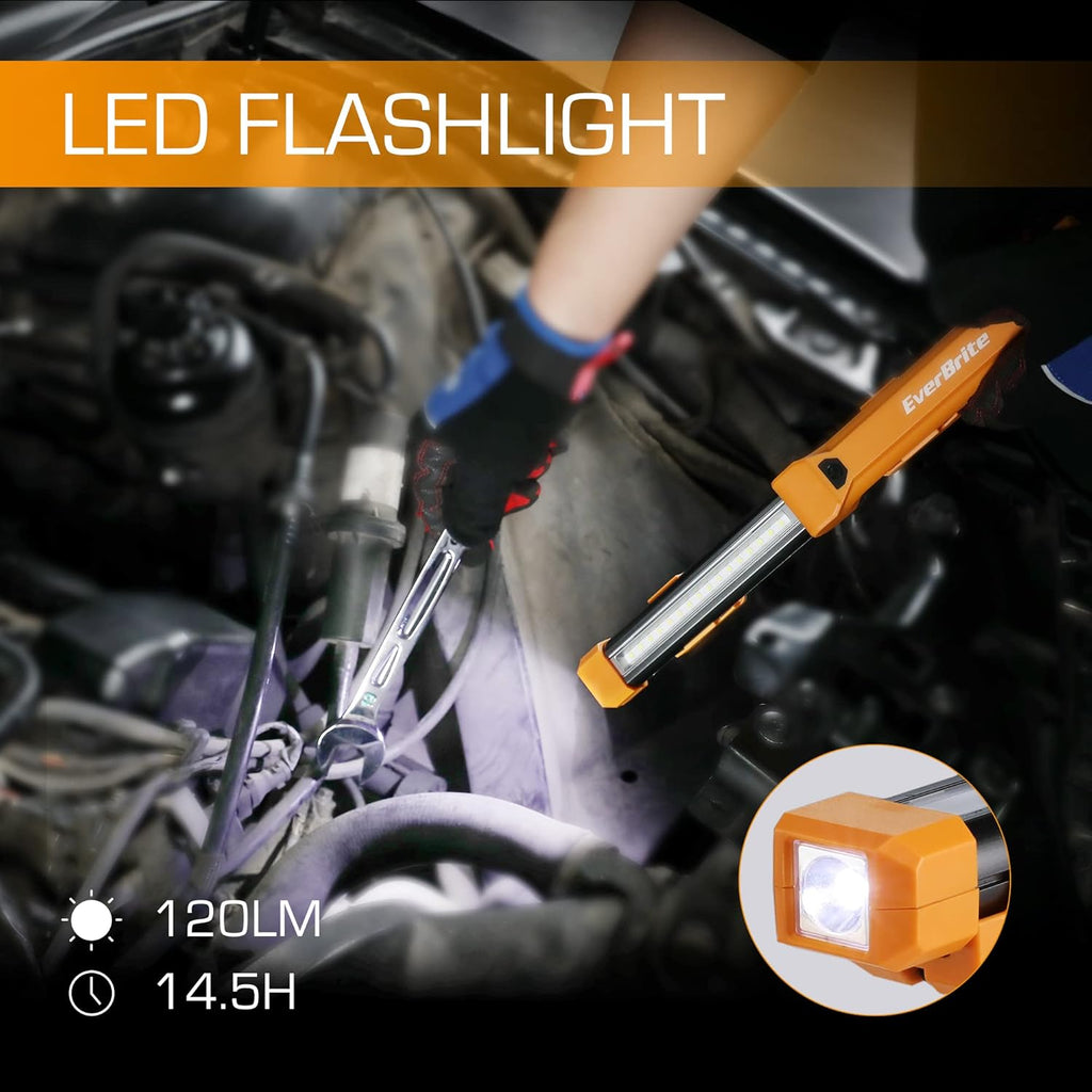 1000LM LED Work Light, Rechargeable Work Light for Mechanics with Dual Magnetic Bases&Hanging Hooks, 4 Lighting