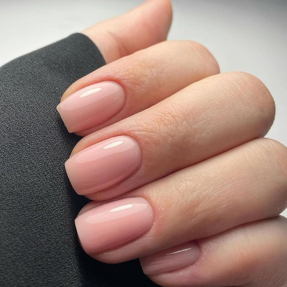 Pink Press on Nails Short Square, 32Pcs 16 Sizes Fake Nails