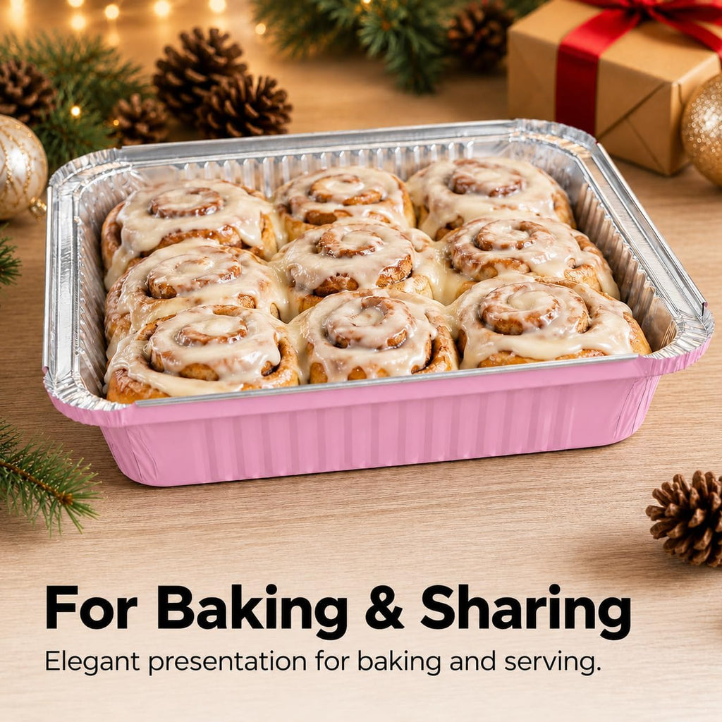 35-Pack 8x8 Pink Disposable Aluminum Foil Pans with Clear Lids