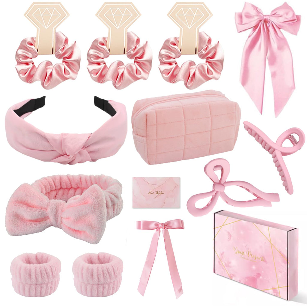 Spa Headband and Wristband Set Top Knotted Headbands Silky Satin Hair Bows Bows Hair Clip Big Hair Claw Clips