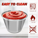 50 Pcs Metal Sauce Cups 2.5oz Ramekins, Stainless Steel Dipping Sauce Cups Metal Condiment Container Reusable Round