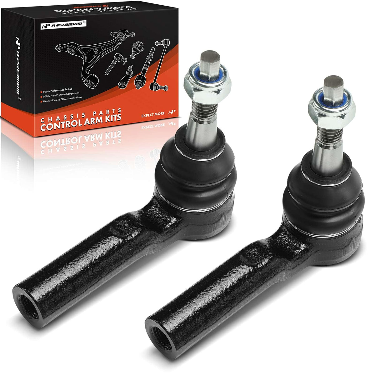 A-Premium 2 x Front Outer Tie Rod Ends, Compatible with Chevrolet & GMC