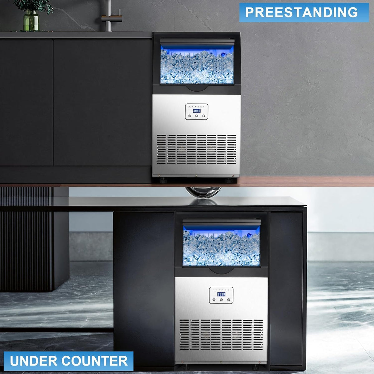 90LBS/24H Commercial Ice Maker Machine Under Counter/Freestanding